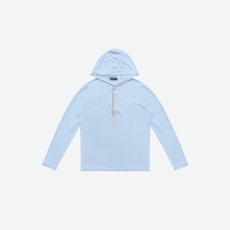 Sheer Hooded Henley Top